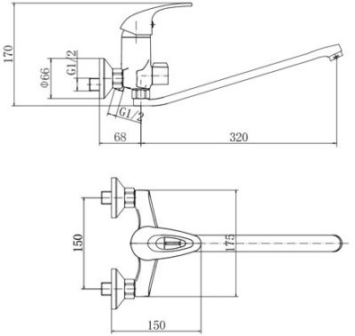 Смеситель для ванны Fashun A2203 универсальный Хром