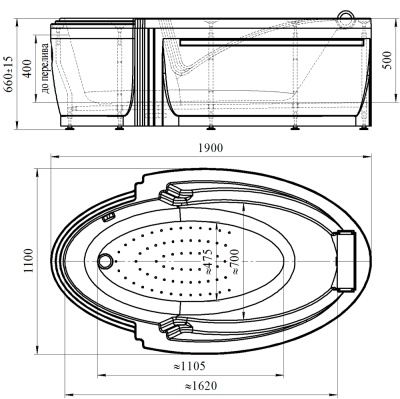 Акриловая ванна Radomir Fra Grande Ницца 190x110 без гидромассажа