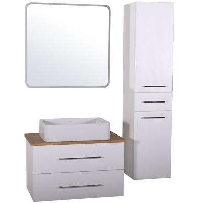 Тумба под раковину ASB-Woodline Санди 80 10881 подвесная Белая Дуб