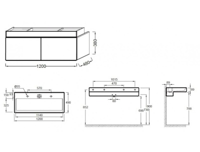 Тумба под раковину Jacob Delafon Terrace 120 EB1188-M61 подвесная Черный мягкий