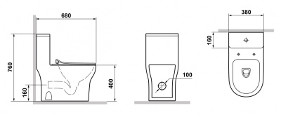 Унитаз моноблок Laguraty Z9005A с бачком и сиденьем Микролифт