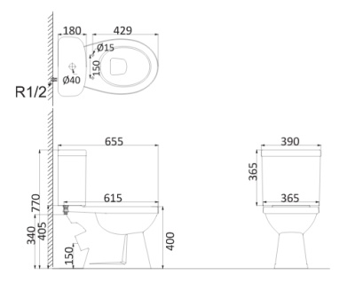 Унитаз компакт Creo Ceramique Project PR1002X+PR1003 с бачком и сиденьем Микролифт