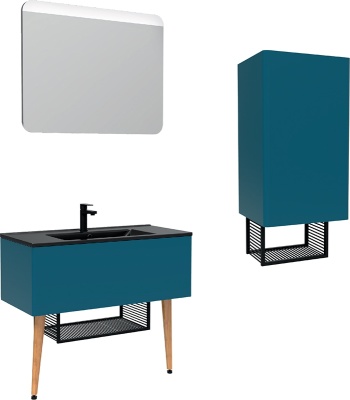 Тумба с раковиной Creavit Zeon 100 ZE0100.00.MM+SU100.6 Синяя