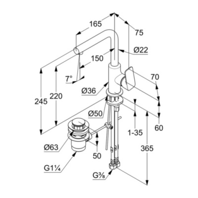 Смеситель для раковины Kludi Pure&Style 400250575 Хром
