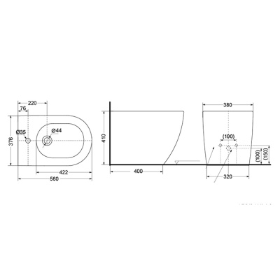 Биде Toto Jewelhex BW761B#XW Белое глянцевое