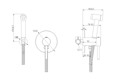 Гигиенический душ со смесителем Artik Scandi 9030BR Бронза