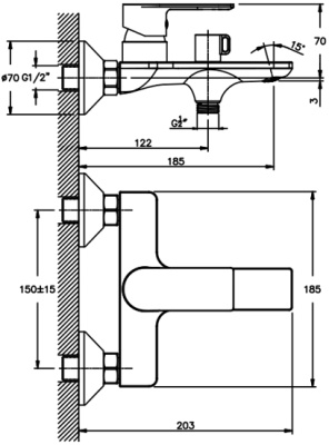 Смеситель для ванны Mixmaster Master-009 MR0010 Хром