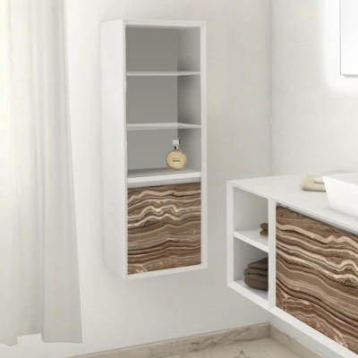 Шкаф пенал SanVit Стайл 32 с фактурой под дерево подвесной Карпатская ель