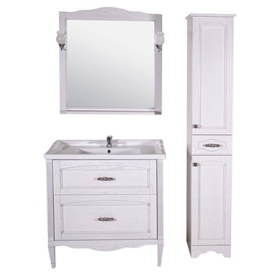 Зеркало ASB-Woodline Римини Nuovo 80 Белое патина серебро