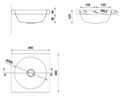 Раковина Nofer 36 13039.A.S. сатин, матовая