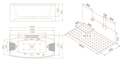 Акриловая ванна SSWW AU858 180х90 R с гидромассажем