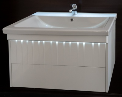 Тумба под раковину Cerutti SPA Айс 80 6716 подвесная с подсветкой Белая