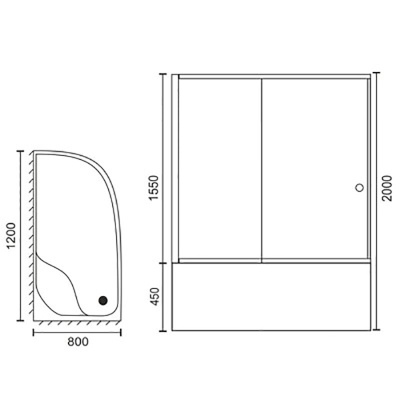 Душевой уголок BellSan Нептун 120x80 профиль белый, стекло матовое L