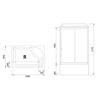 Душевая кабина Royal Bath BP 120х80 RB8120BP6-WT-CH-R стекло прозрачное задняя стенка Белая