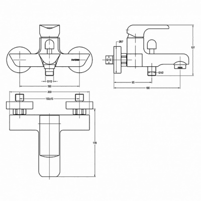 Смеситель для ванны Swedbe Iris 2230 Хром