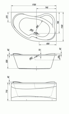Акриловая ванна Kolpa San Lulu 170x110 L Basis