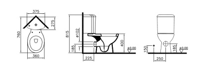 Унитаз компакт Vitra Arkitekt 9754B003-7200 угловой с бачком и сиденьем