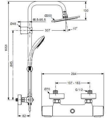Душевая система Ideal Standard Ideal Rain A6037AA Хром