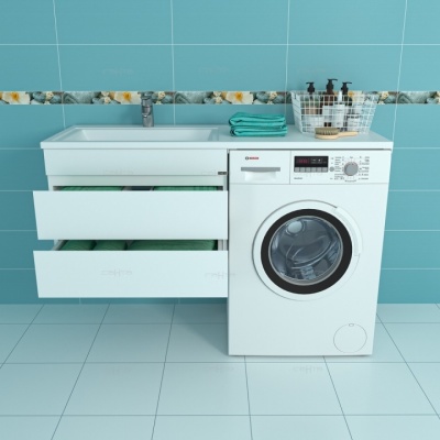 Тумба с раковиной СанТа Марс 130 L 700263+900114 подвесная Белая