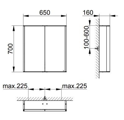Зеркальный шкаф Keuco Royal Match 65 12801 171301 с подсветкой Серебрянный
