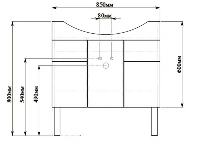 Тумба с раковиной SanVit Прима 90 kprim090 с фактурой под дерево прямые ручки Акация светлая
