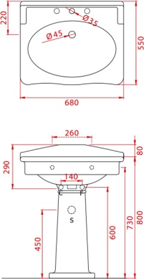 Раковина Artceram Hermitage 68 HEL002 01 00 Белая