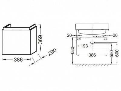 Тумба под раковину Jacob Delafon Rythmik 38 EB1096-E70 подвесная Арлингтонский дуб
