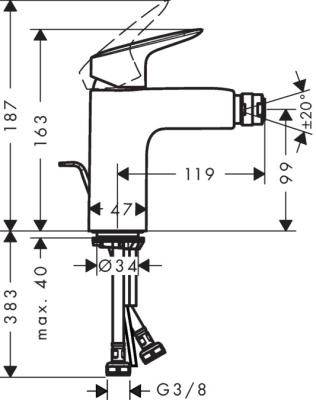 Смеситель для биде Hansgrohe Logis 71200000 Хром
