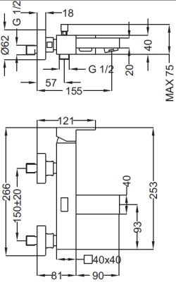 Смеситель для ванны Cezares Molveno VM-01-Cr Хром