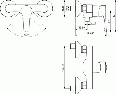 Смеситель для душа Ideal Standard Dot 2.0 BC325AA Хром