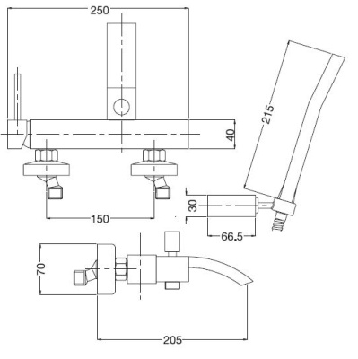 Смеситель для ванны Bugnatese Inside 9202 CR (хром)