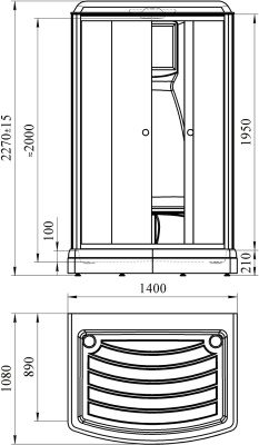 Душевая кабина Radomir Диана 3 140x108 1-05-1-0-0-0621 профиль Белый стекло матовое