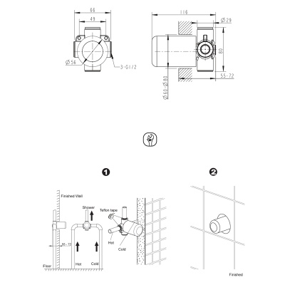 Скрытая часть для смесителя Bravat Drop Stream D999CP-ENG G 1/2