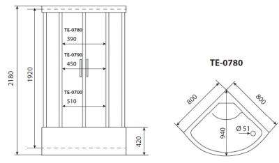 Душевая кабина Timo Eco 80x80 TE-0780 с гидромассажем