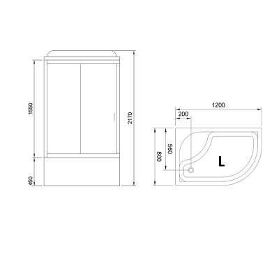 Душевая кабина Royal Bath ВК 120x80 RB8120BK3-WT-CH-L с гидромассажем стекло прозрачное задние стенки Белые