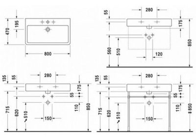 Раковина Duravit Vero 80 045480000 Белая