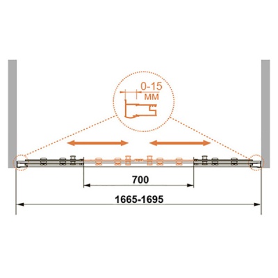 Душевая дверь в нишу Cezares Pratico BF-2 170 профиль Хром стекло прозрачное