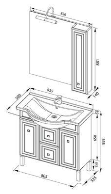 Тумба под раковину Aquanet Стайл 85 181502 Белая