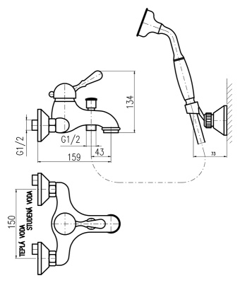 Смеситель для ванны Rav Slezak Labe Mosaz L554.5/2SM бронза