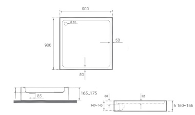 Акриловый поддон для душа Bas Аполло 90x90 Белый