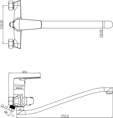 Смеситель для ванны Swedbe Mars 1755 универсальный Хром