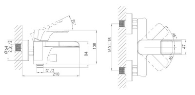 Смеситель для ванны D&K Berlin Technische DA1433515 Хром Черный