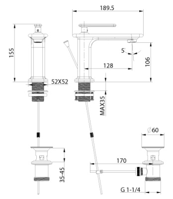 Смеситель для раковины Lemark Mista LM6406WG Белый Золото