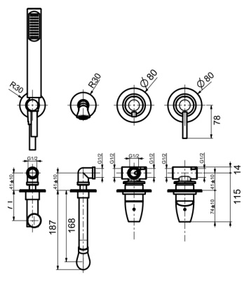 Смеситель для ванны Webert Opera moderna OE860312 Хром