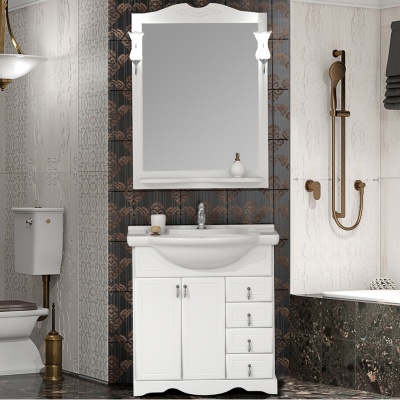 Комплект мебели для ванной Opadiris Клио 70 Белый матовый со светильником Рустика Хром