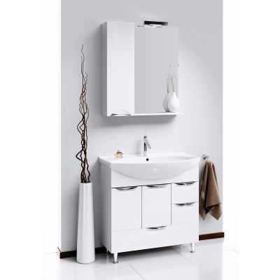 Зеркало со шкафом Aqwella Лайн 85 Li.02.08 с подсветкой Белое