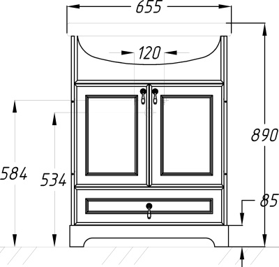 Тумба под раковину Opadiris Клио 65 00-00000233 Белая матовая