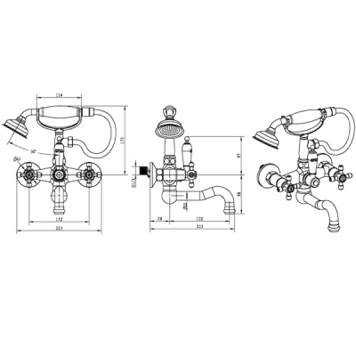 Смеситель для ванны Boheme Flora 293-FL Золото
