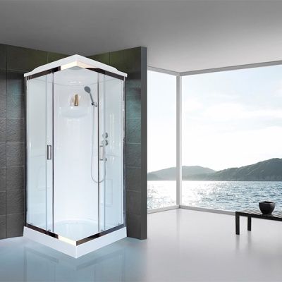 Душевая кабина Royal Bath HP 80х80 RB80HP1-T-CH стекло прозрачное задняя стенка Белая