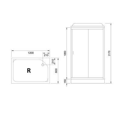 Душевая кабина Royal Bath HP 120х80 RB8120HP6-WT-CH-R стекло прозрачное задняя стенка Белая